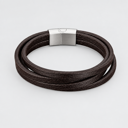 Triple-Strand Leather Bracelet – 3 Clasp Finishes, 19–23 cm