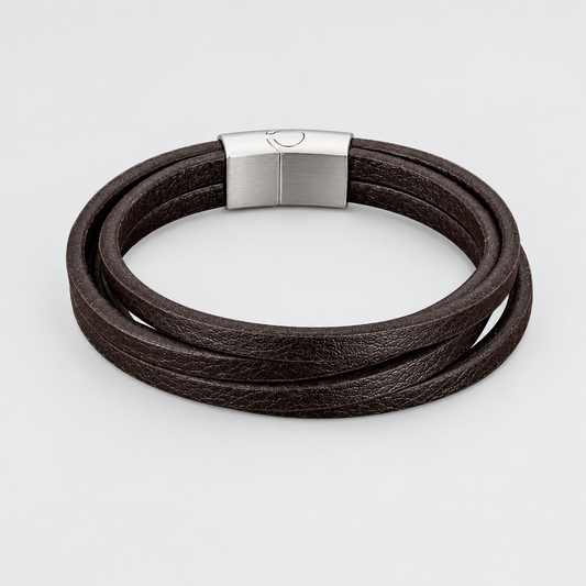 Triple-Strand Leather Bracelet – 3 Clasp Finishes, 19–23 cm