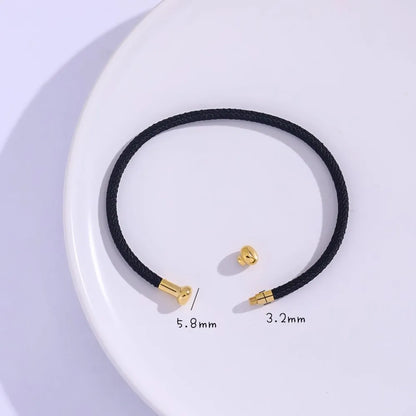 Cord-Wrapped Open Cuff Bracelet – Gold-Tone Ends, Black or Red
