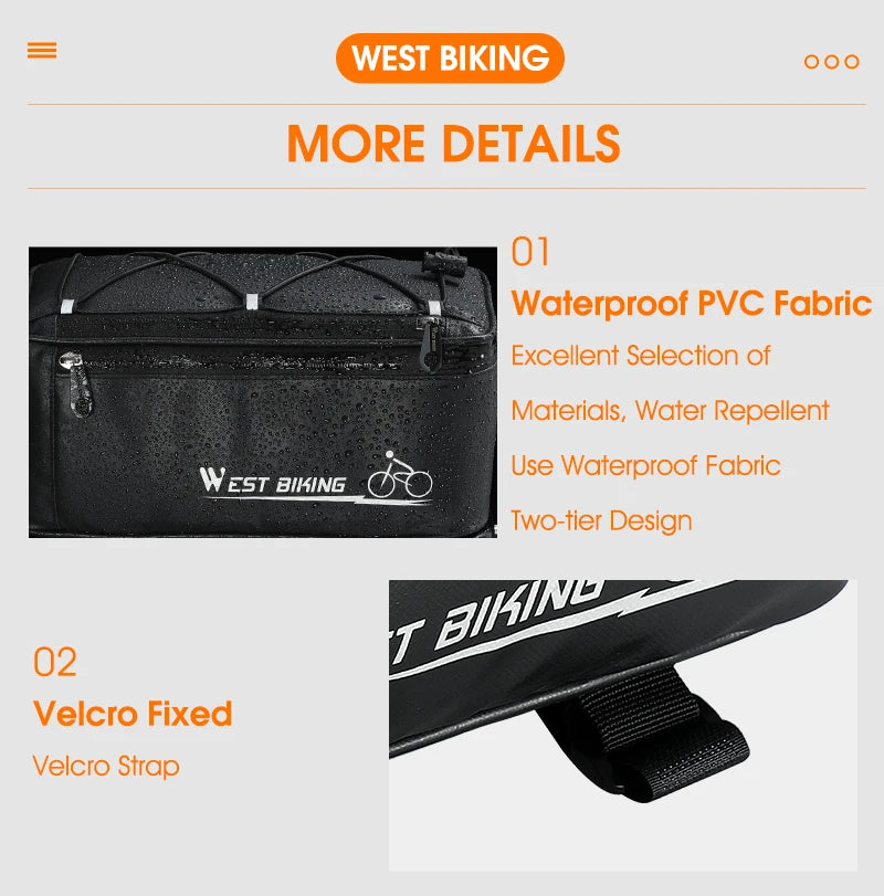 Bike Rear Rack Bag – West Biking 4L, Black, Rain Cover