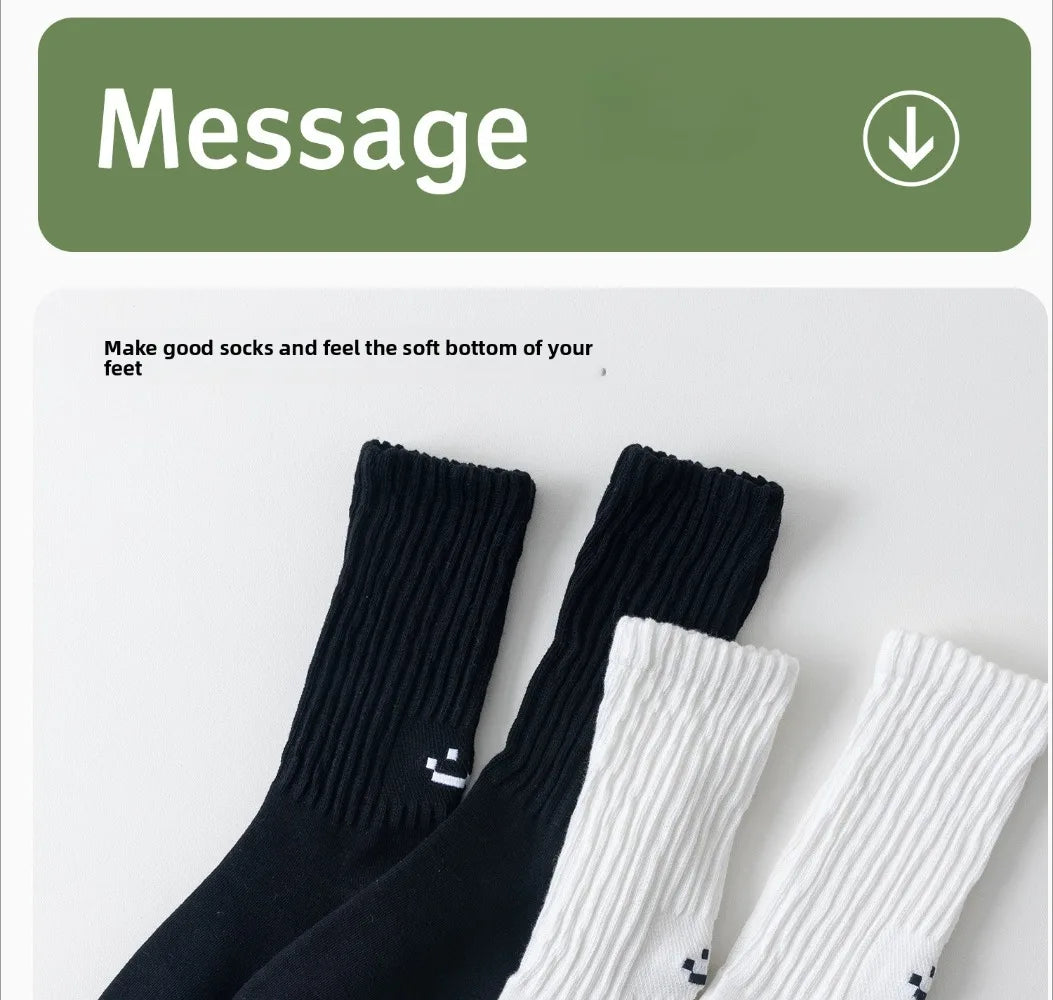 Smiley Face Crew Socks – Ribbed Cotton Blend, EU 35–44