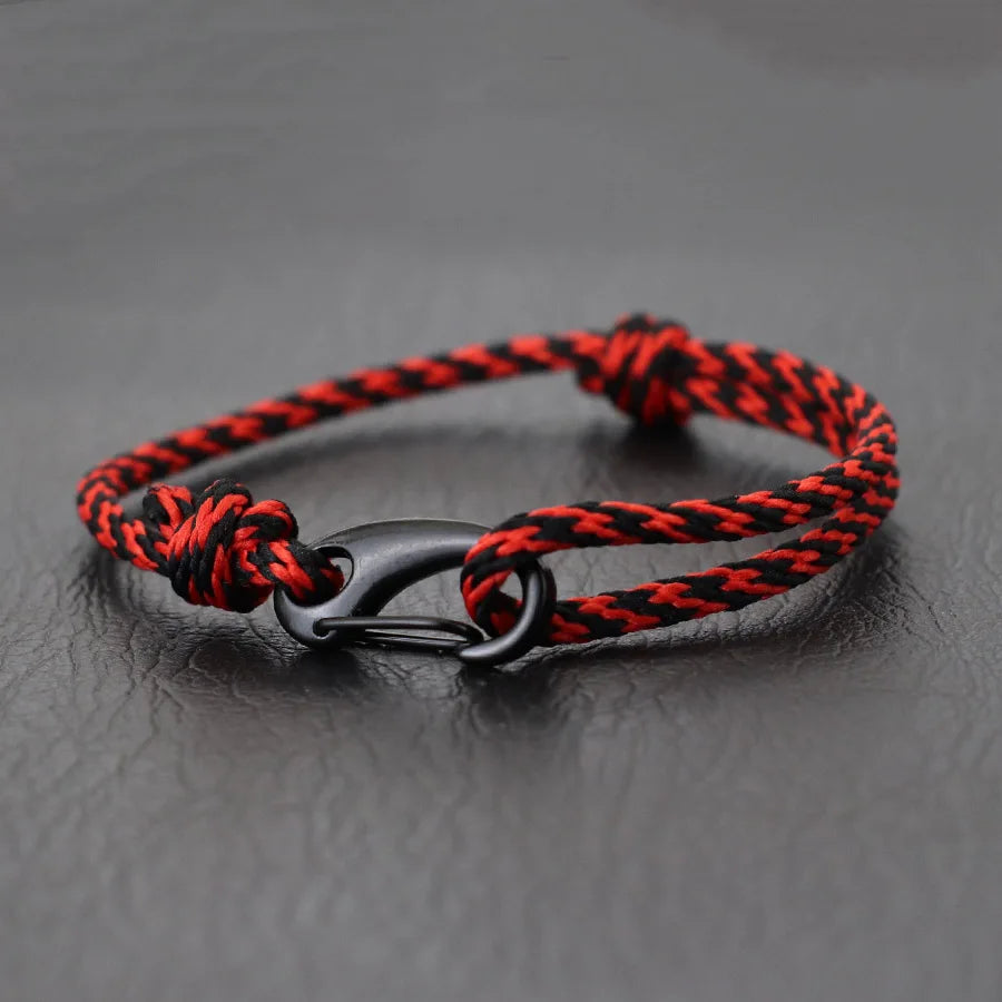 New Handmade Ethnic String Bracelet For Men Marine Fabric Nautical Braslet Black D Buckle Climbing Rope Braclet Beach Pulseria deideas