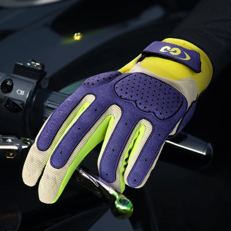 Full-Finger Riding Gloves – Color-Block Design, S–XXL