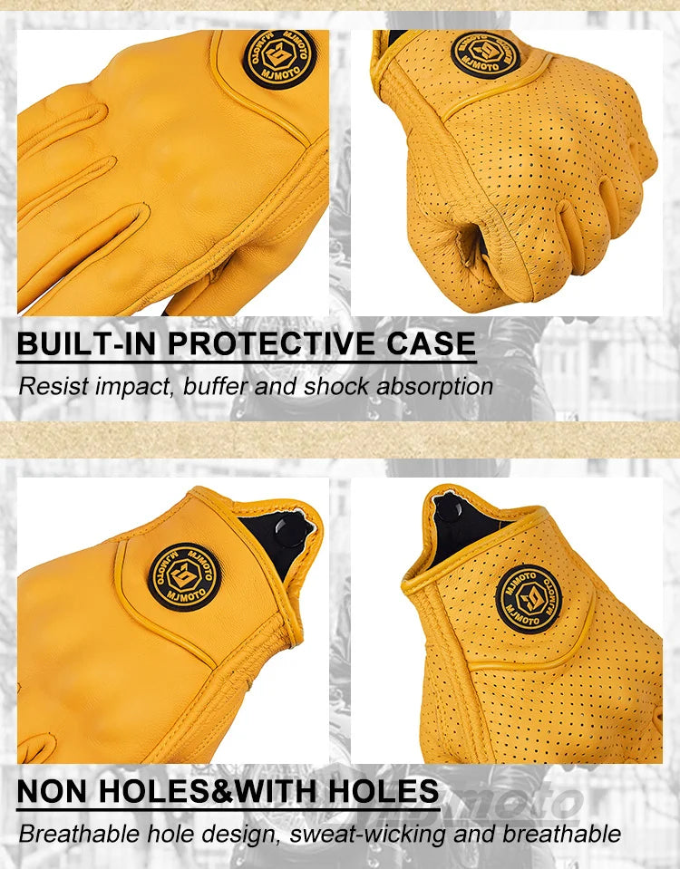 Vintage Leather Gloves – Touchscreen, Sizes XS–XXL