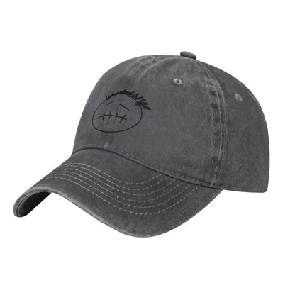 Washed Cotton Baseball Cap – Stitched-Mouth Face, 7 Colors