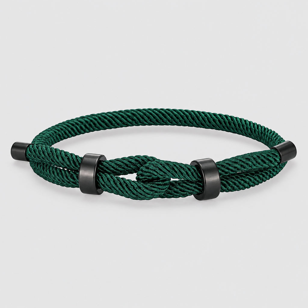 Adjustable Rope Bracelet Black Steel Charm, Waterproof & Durable deideas