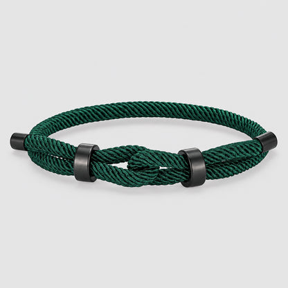 Adjustable Rope Bracelet Black Steel Charm, Waterproof & Durable deideas