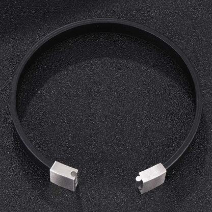 Faux Leather Band Bracelet – Rectangular Clasp, 3 Sizes