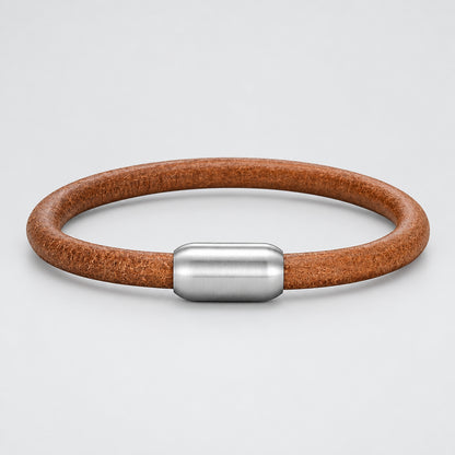 Genuine Leather Bracelet – Stainless Steel Magnetic Clasp | Men’s Vintage Style
