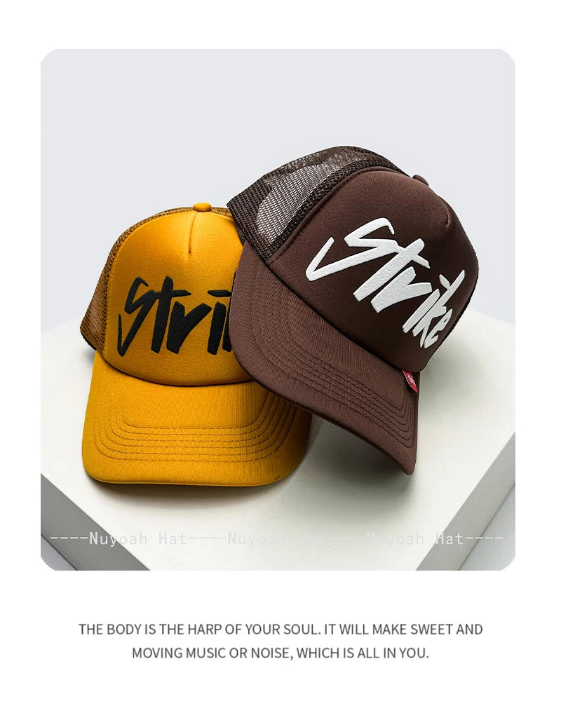 Printed Letter Trucker Cap – Adjustable Unisex Hat, 52–60 cm
