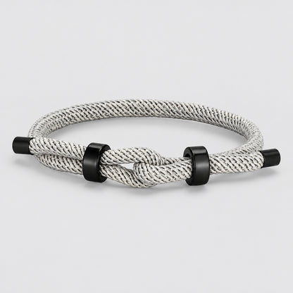 Adjustable Rope Bracelet Black Steel Charm, Waterproof & Durable deideas