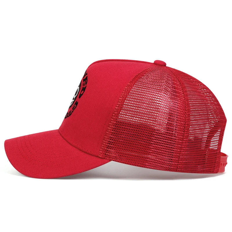 Smiley Face Embroidery Baseball Cap Mesh Trucker, Adjustable, Unisex