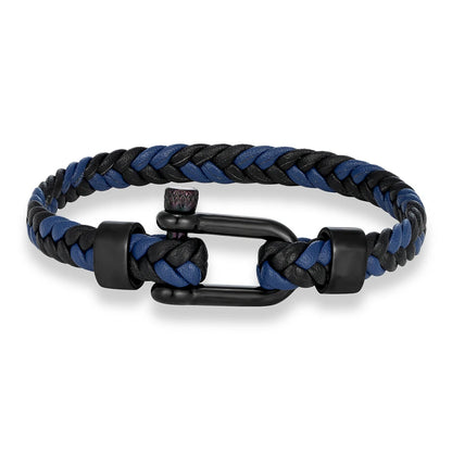 Braided Leather Bracelet – Black Shackle, 6 Colors
