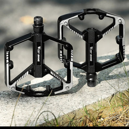 Aluminum Flat Bike Pedals – Double-Sided Pins, Black Pair
