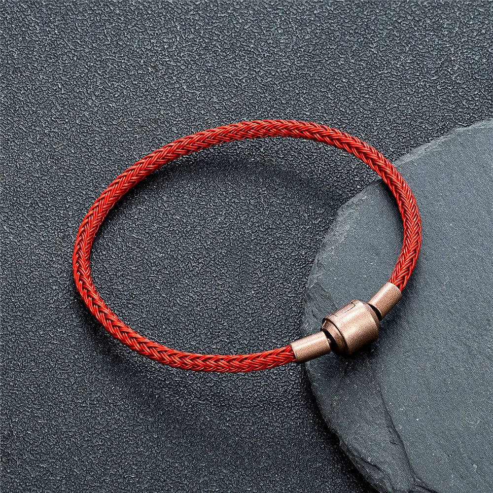 Braided Steel Cable Bracelet – 22 Colors, 19–23 cm