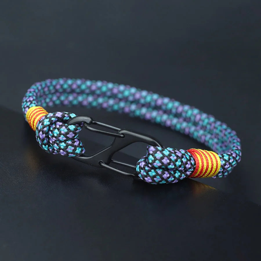 Two-Tone Rope Bracelet with Carabiner Clasp