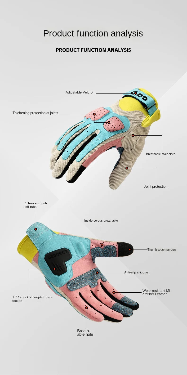 Full-Finger Riding Gloves – Color-Block Design, S–XXL