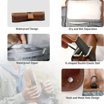 PU Leather Toiletry Bag – Roll-Up Travel Organizer