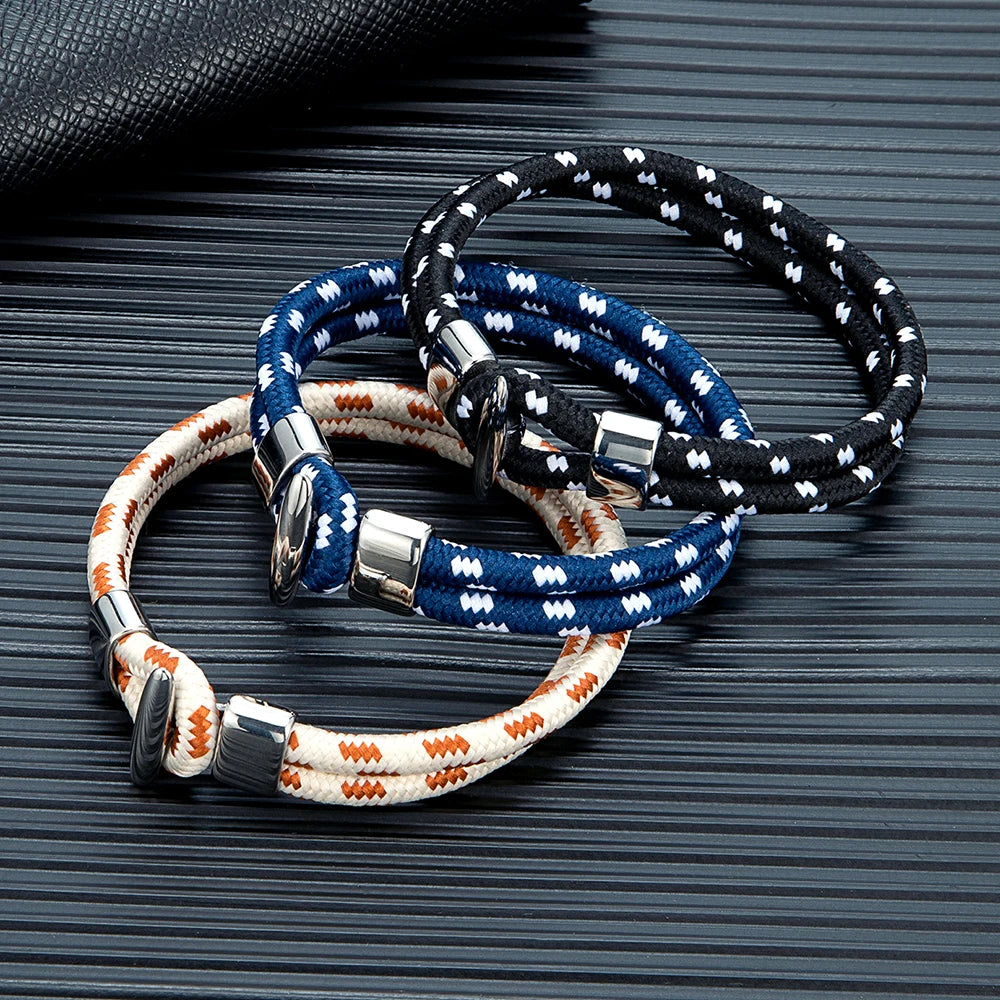 Patterned Rope Bracelet – Toggle Clasp, 17–23 cm