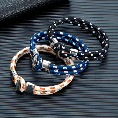 Patterned Rope Bracelet – Toggle Clasp, 17–23 cm