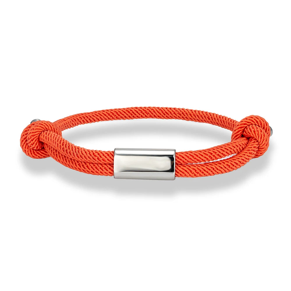 Adjustable Rope Bracelet – Blank Silver-Tone Accent, 14 Colors
