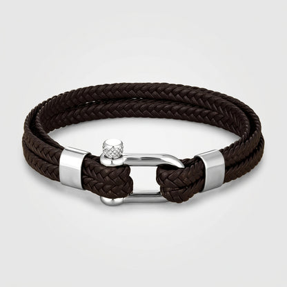 Braided Leather Shackle Bracelet – 5 Colors, 19–23 cm