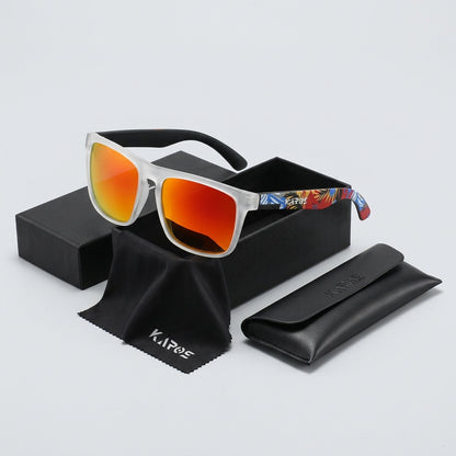 Rectangular Sunglasses with Case – Printed Frames, 10 Options