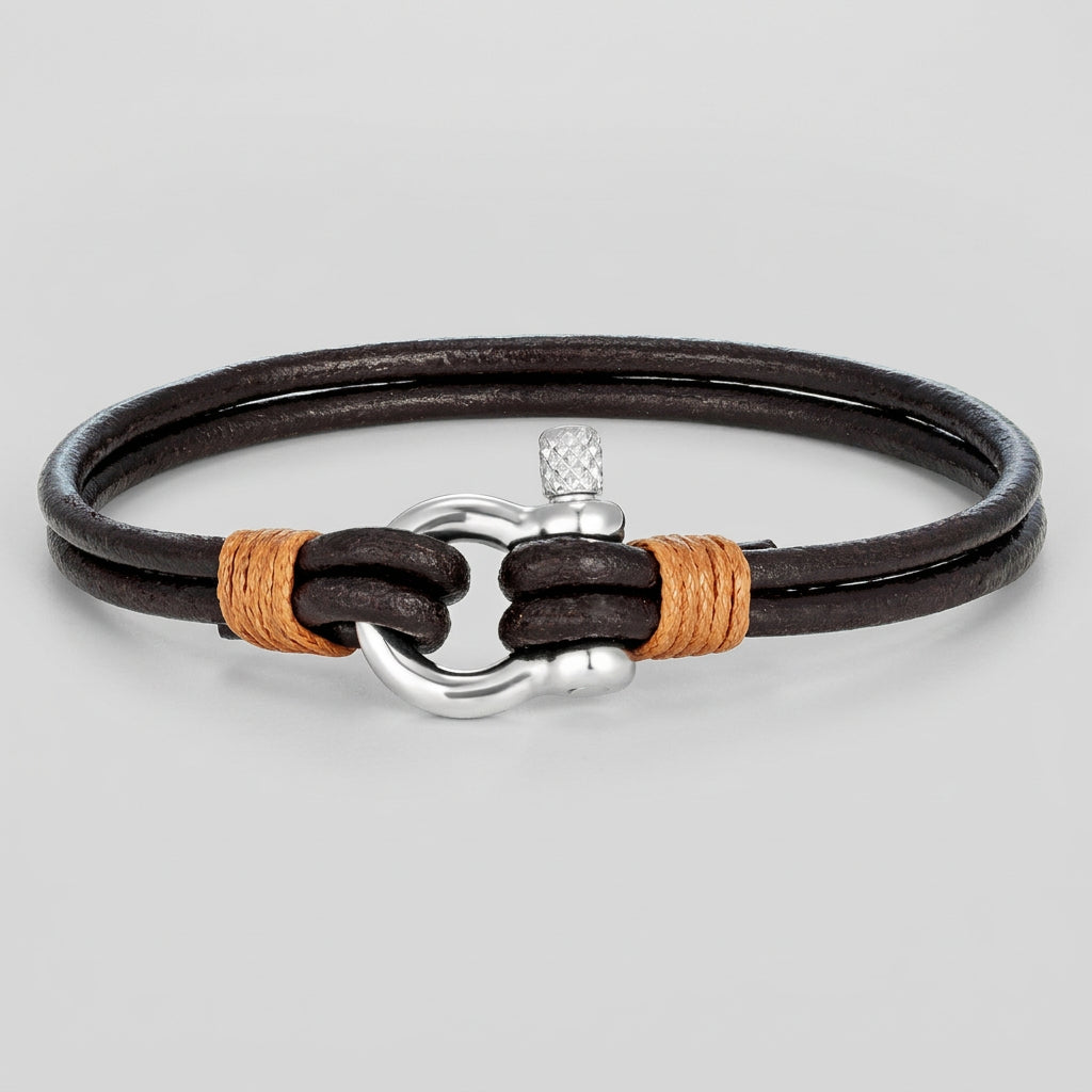 Leather Shackle Bracelet – Screw-Pin Closure, 4 Colors