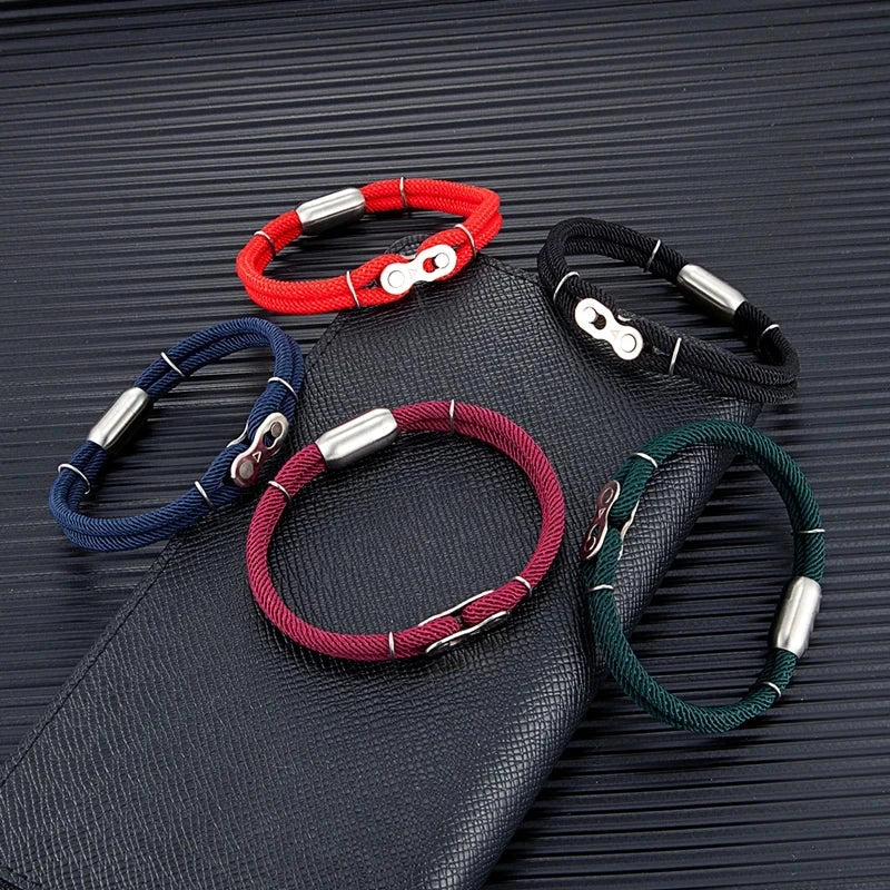 Biker Chain Magnetic Bracelet Rugged Rope & Rock Style deideas