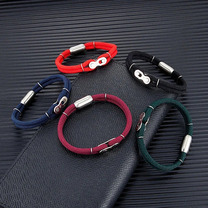 Biker Chain Magnetic Bracelet Rugged Rope & Rock Style deideas