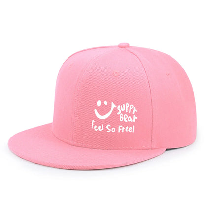 Smile Graphic Flat-Brim Cap – Breathe, 16 Colors