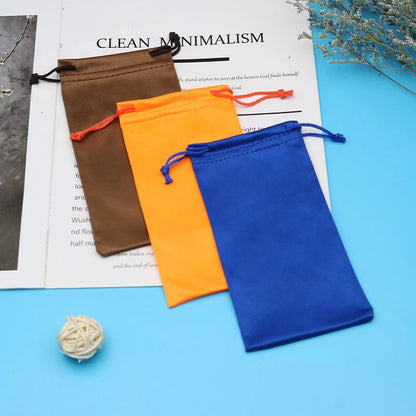 Microfiber Eyeglasses Pouch Soft Drawstring, 18x9cm