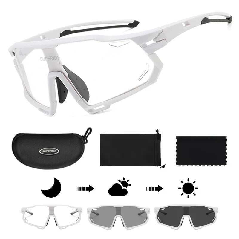 Photochromic Cycling Sunglasses - UV400, 152mm Wide