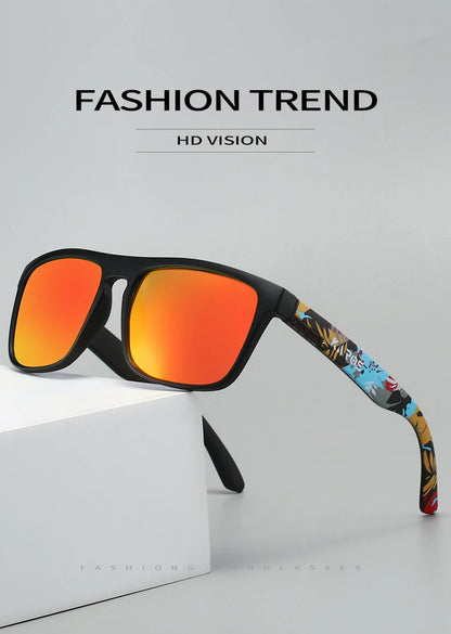 Rectangular Sunglasses with Case – Printed Frames, 10 Options