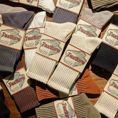 Retro Cushioned Crew Socks – Thick Cotton Blend