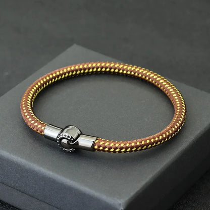 Outdoor Sports Cycling Mens Rope Bracelet Black Magnet Buckle Wrap Bangle Pulseira Corda Masculina Pulceras Hombres Elegante deideas