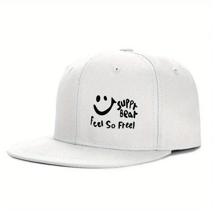 Smile Graphic Flat-Brim Cap – Breathe, 16 Colors