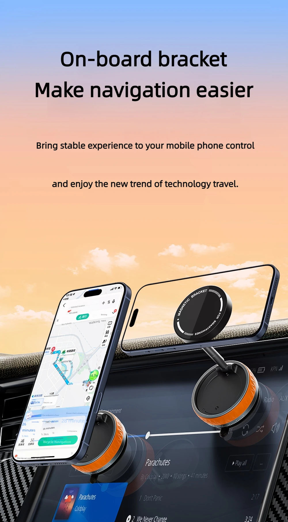Foldable Magnetic Phone Holder – Suction Base, 3 Colors