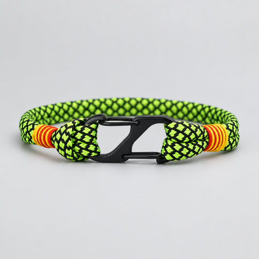 Two-Tone Rope Bracelet with Carabiner Clasp