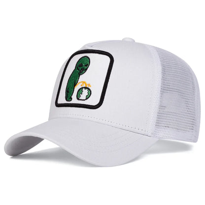 Gorra de béisbol con bordado Alien y rejilla trucker, ajustable, unisex