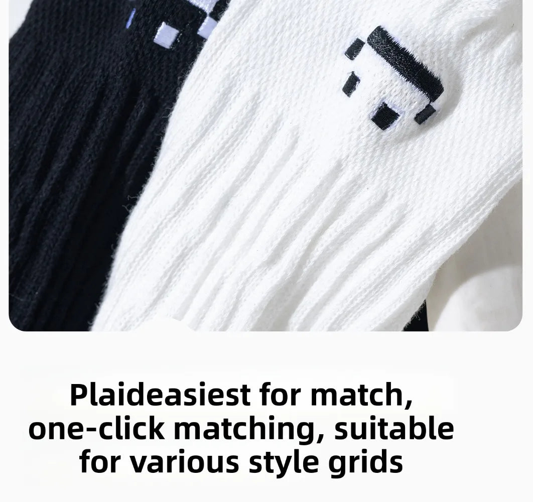 Smiley Face Crew Socks – Ribbed Cotton Blend, EU 35–44