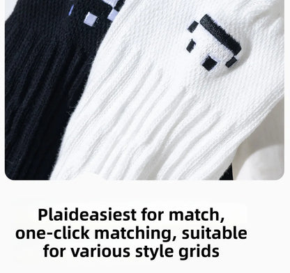 Smiley Face Crew Socks – Ribbed Cotton Blend, EU 35–44