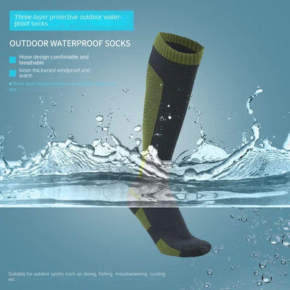 Long Hiking Socks – Black or Olive Panels, S–XL