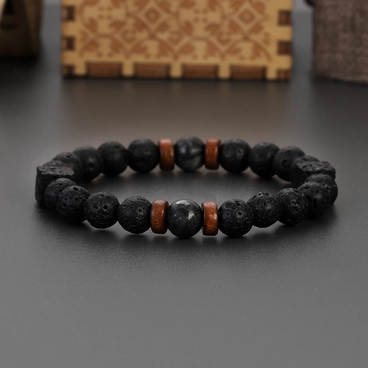 Surf Spirit Volcanic Lava Stone Bracelet  Natural Black Onyx Beads with Healing Properties