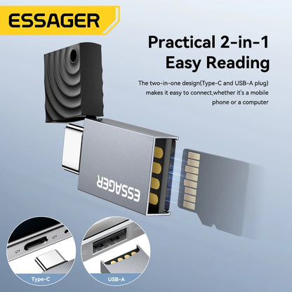 MicroSD Card Reader USB-C & USB 2.0, Dual Interface