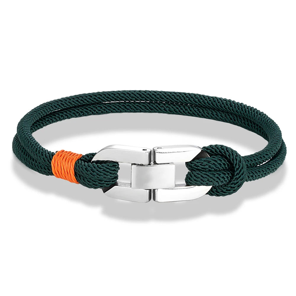Double-Strand Rope Bracelet – Silver-Tone Clasp, 17–23 cm