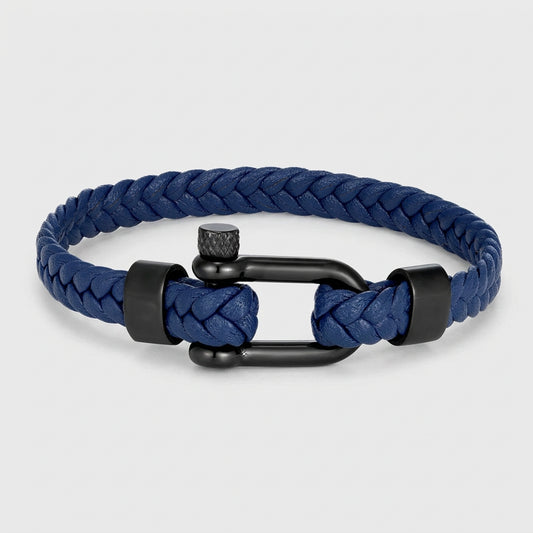 Braided Leather Bracelet – Black Shackle, 6 Colors