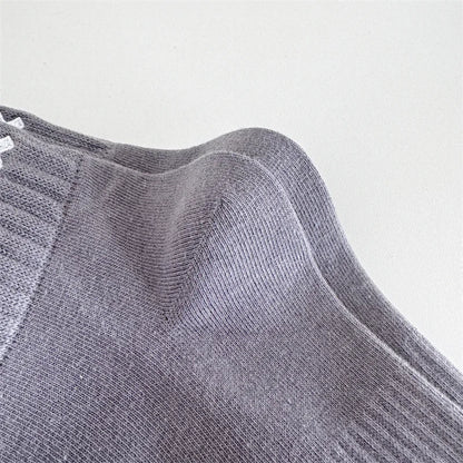 Embroidered Cross Crew Socks – Ribbed Cuffs, 4 Colors