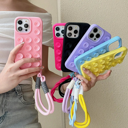 Suction Cup iPhone Case with Wrist Lanyard – 6 Colors