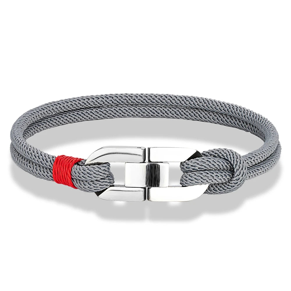 Double-Strand Rope Bracelet – Silver-Tone Clasp, 17–23 cm